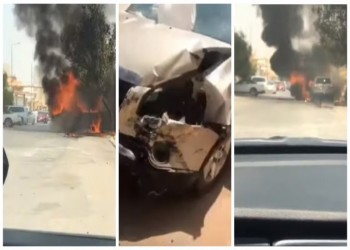 الدفاع المدني السعودي يستنكر دفع شخص سيارة محترقة بمركبته لإنقاذ جيرانه