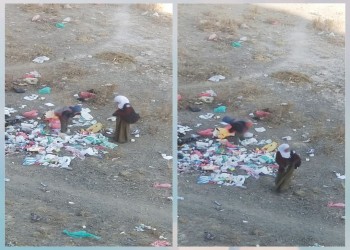 صورة لطلاب يمنيين يبحثون عن طعام بين النفايات تثير غضبا