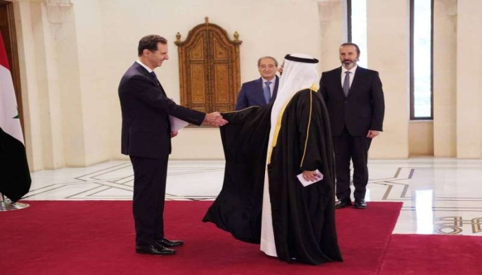 رئيس النظام السوري يتسلم أوراق اعتماد سفير البحرين