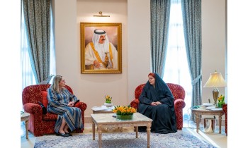 قرينة ملك البحرين تستضيف زوجة رئيس الاحتلال الإسرائيلي (صور)